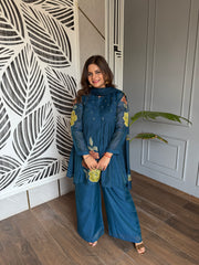 Beautiful chanderi cotton embroidered suit with full lining (Neelam)