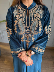 Velvet pheran set with kashmiri embroidery (Jasmin)