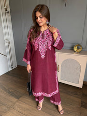 Pure wool pashmina aari work embroidered pheran sets (Gunjan)