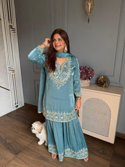 Imported chinnon real mirror garara suit (Ravya)