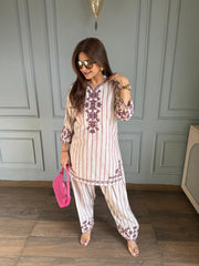 Daily wear basic embroidered co-ords in south cotton with straight salwar (Devi)