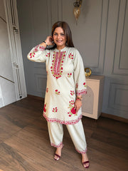 Very pretty farshi salwar embroidered 2 piece set (Rose)