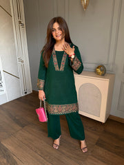 Woollen embroidered A line co-ord set (Inara)