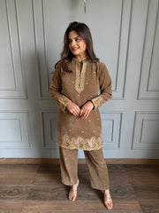 Velvet corduroy embroided co-ord set (Hamza)