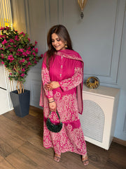 (Sona) Premium knitted jacquard woollen shara set