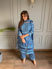 Pure cotton laced suit with cotton dupatta (Cool)