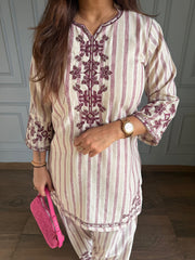 Daily wear basic embroidered co-ords in south cotton with straight salwar (Devi)