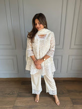 Embroidered mul cotton short Anarkali suit with cotton pants (Aarti)