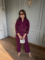 Beautiful summer co-ord set with embroidery (Sukhi)