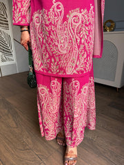 (Sona) Premium knitted jacquard woollen shara set