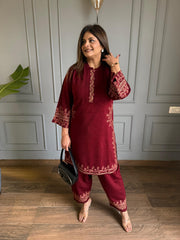 All new farshi salwar woollen embroided co-ord set (Noora)