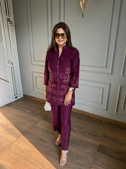 Beautiful summer co-ord set with embroidery (Sukhi)