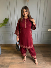 All new farshi salwar woollen embroided co-ord set (Noora)