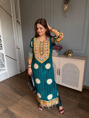 New long 2 piece pheran style co-ord in crepe with cotton lining on shirt