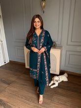 Beautiful embroidered 3 piece woollen shawl suit (Lara)