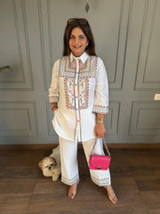Imported cotton blend embroidered co-or set (Heer)