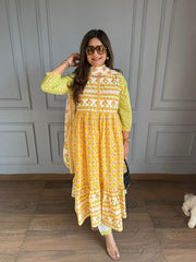 Pure cotton office wear floral suit (Sunflower)