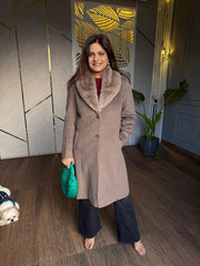 Warm brushed effect long furr coat (Sararjun)
