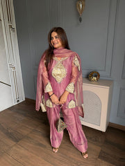 (Shruti) Crush tissue suit with beautiful work on shirt and dupatta