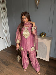 (Shruti) Crush tissue suit with beautiful work on shirt and dupatta