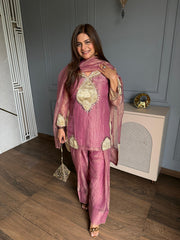 (Shruti) Crush tissue suit with beautiful work on shirt and dupatta