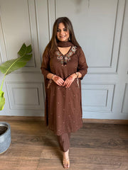 Pure mul cottom embroided A line co-ord set (Rhea)