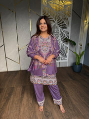 Woollen 3 piece embroidered farshi salwar shawl suit (Charm)