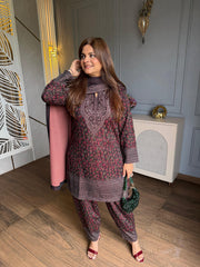 (Kaveri) Premium knitted farshi salwar shawl suit