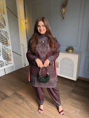 (Kaveri) Premium knitted farshi salwar shawl suit