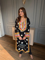 Flowy modal cotton pakistaniu style real mirror detailing suit (Rudrika)
