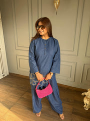 Cotton Denim farshi salwaar Coord (Nish)