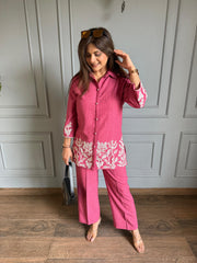 Trending summer cotton blend embroidered co-ord set (Nuria)