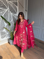 Super soft embroided Chanderi cotton suit (Sunday)