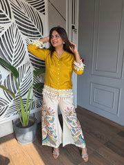 Crepe shirt with lining and printed cotton pants co-ord (Liza)