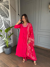 PURE CREPE A LINE SUITS WITH BANARASI DUPATTA