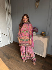 Crepe embroidered formal garara suit with full lining (Lata)