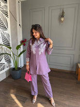 Linen cotton sequenced embroided co-ord set