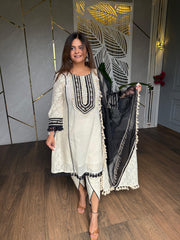 COTTON SCHIFFLI EMBROIDED SUITS (BUTTERFLY)