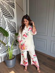 Floral crepe full lined Coord set (Tulip)