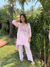 Handwork embroided muslin kaftan set (Barbie)