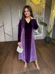 Dualtone velvet plinted embroidered dress (Jennifer)