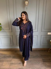 Beautiful woollen embroided shawl suit (Sita)