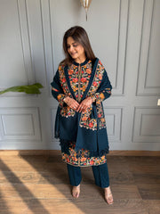 All new woollen shawl suit with kashmiri embroidery (Variza)
