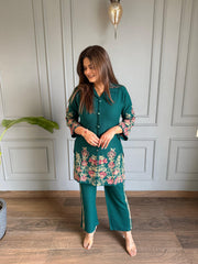 2 Piece woollen floral embroided co-ord set (Karina)