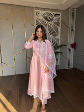 Pure cotton anarkali suit with handwork