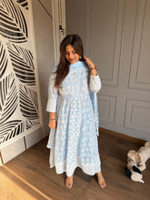 Pure cotton chikan-kari anarkali suit with cotton lining on shirt (Shalini)