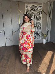 FLORAL MUSLIN GARARA SUIT WITH FULL MUSLIN DUPATTA