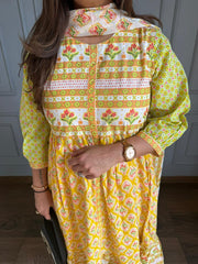 Pure cotton office wear floral suit (Sunflower)