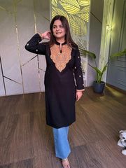 Stylish new long pattern embroided woollen kurti (Sanya)