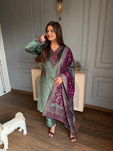 Corduroy velvet embroidered suit with banarsi dupatta (Sejal)